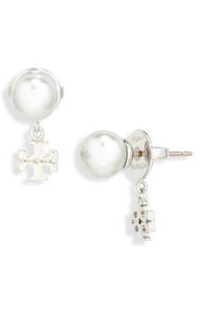 Tory Burch Moondance Faux Pearl Drop Earrings in Tory Silver/gray at Nordstrom