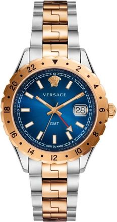 Versace Hellenyium GMT - Heren - Horloges - Blauw - ONE Size - Tweed - Accessoires