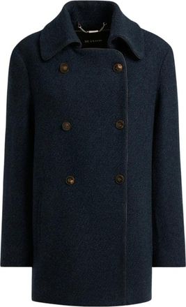 Kiton Kasjmier Dubbelrijige Peacoat - Dames - Mantel - Blauw - M - Kasjmier - Jassen