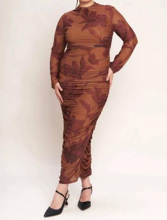 Flying Tomato Kaia Contour Midi Dress In Brown