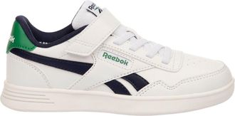 Reebok Court Advance Elastic & TOP Strap Sneaker, FTWRWHITE/VECTORNAVY/GLENGREEN, 11.5 UK Child