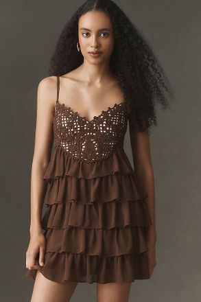 BHLDN Crochet Ruffle Mini Dress