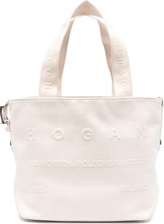 Hogan Cotton Tote Bag In White