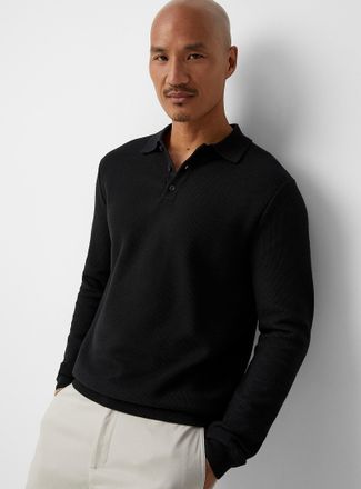 Le 31 Mens Optical honeycomb knit Polo Shirt