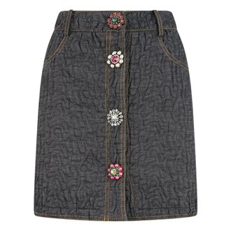Moschino Rok met knopen vooraan - Dames - Rokken - Grijs - Maat: S Katoen