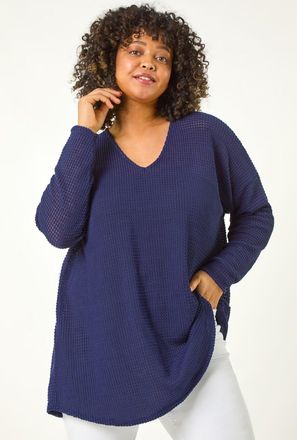 Roman Textured Knit V-Neck Tunic