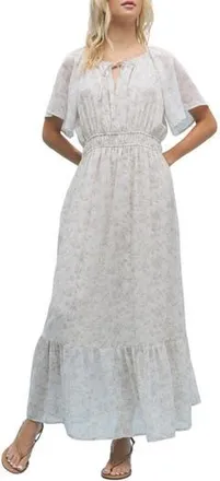 Wishlist Flutter Sleeve Maxi Dress in Blue/Cream at Nordstrom Rack, Size Large