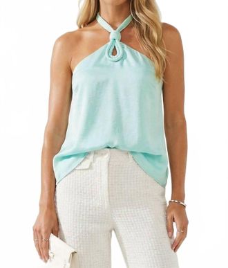 Naked Zebra Cord Keyhole Sleeveless Top In Fair Aqua