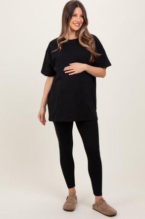 Pinkblush Oversized Crewneck Short Sleeve and Legging Set in Black at Nordstrom, Size X-Large