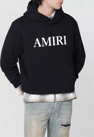 Amiri hooded knit sweatshirt kangaroo pocket ribbed