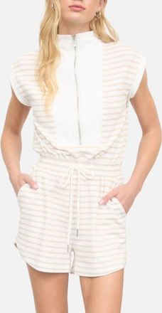 J.O.A. Tie Waist Romper in L Khaki at Nordstrom, Size Medium