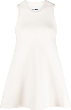Jil Sander cropped-detail sleeveless blouse - women - Viscose/Polyester - 40 - Neutrals