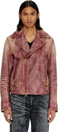 Diesel Biker jacket in treated leather - Leather jackets - Man - Brown