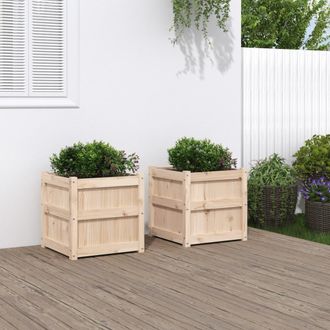 vidaXL Jardineras De Exterior 2 Unidades Madera Maciza De Pino Vidaxl