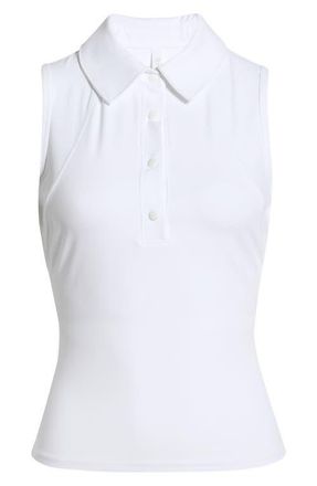 Lord & Taylor Cloud Club Sleeveless Polo Top in Brilliant White at Nordstrom, Size X-Large