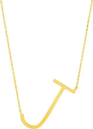 MAX + STONE Solid 10K Yellow or White Gold Initial Pendant Necklace 16-18 inch Cable Chain