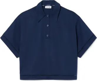 Lacoste Boxy Cropped Short-Sleeved Polo Shirt with Classic Collar