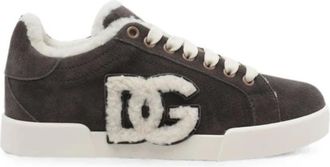 Dolce & Gabbana Portofino Suede Sneakers - Dames - Sneakers - Bruin - 40 EU - Leer - Schoenen