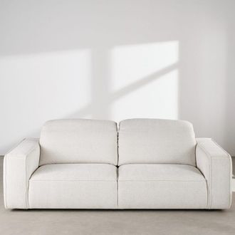 Maisons du monde Sof&aacute; de 4/5 plazas con reposacabezas de tejido tramado marfil