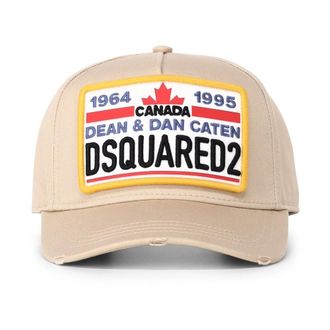 Dsquared2 Caps, male, Beige, Size: ONE SIZE Logo Embroidered Cap