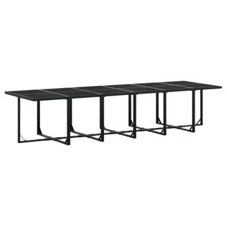 Berkfield Home Beautiful 17 Piece Garden Dining Set Black Poly Rattan
