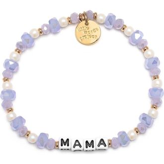 Little Words Project Mama Beaded Stretch Bracelet in White at Nordstrom, Size Medium