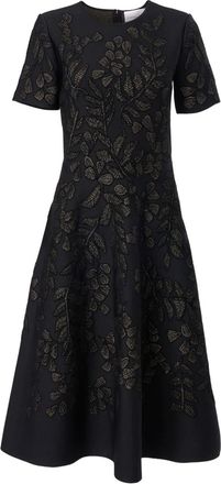 Carolina Herrera Abito midi con effetto jacquard - Nero