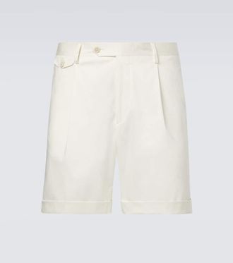 Lardini Pleated cotton-blend Bermuda shorts