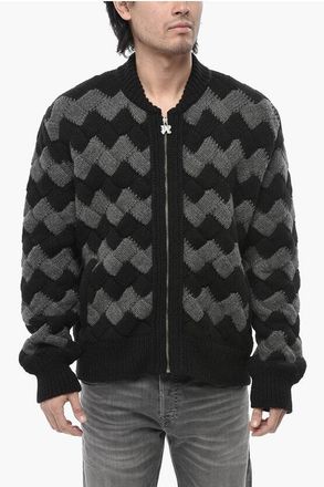 Palm Angels Wool-Blend Zip-Up Pullover ZIGZAG size L/XL