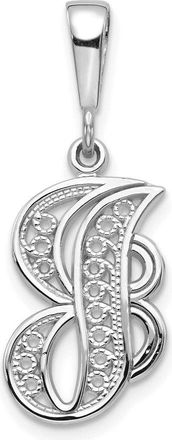 Diamond2Deal 10K White Gold Filigree Initial J Pendant