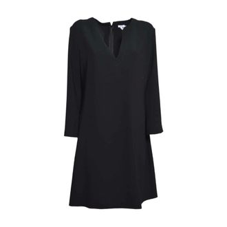 Aspesi Short Dresses, female, Black, Size: S Long Crepe Cady Dress