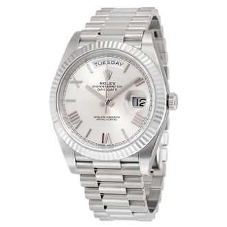 Rolex Pre-owned Rolex Day-Date Silver Quadrant Motif Dial Mens Watch 228239SQRSP