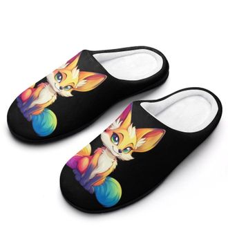 Generic Fennec Fox Womens Slippers Warm House Slippers Indoor House Shoes with Anti-Skid Rubber Sole