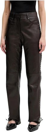 Rotate Leather Broeken - Dames - Leren Broeken - Bruin - L - Broeken