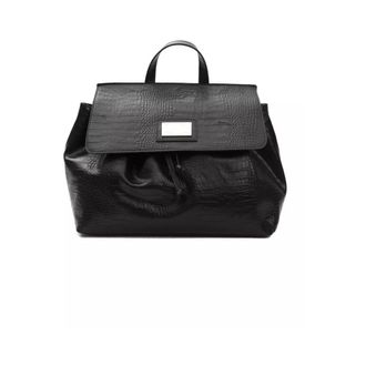 Pompei Donatella Tassen, Dames, Zwart, ONE Size, Leer, Zwarte Leren Omvormbare Schoudertas