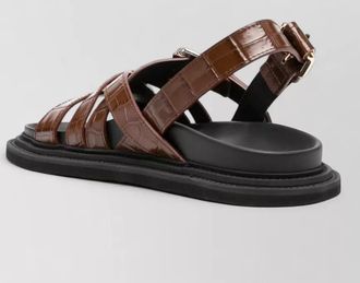 Moschino open toe flat sole textured strappy sandals