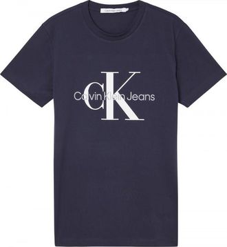 Calvin Klein Men Short-Sleeve T-Shirt Core Monologo Slim Fit, Blue (Night Sky), XXL
