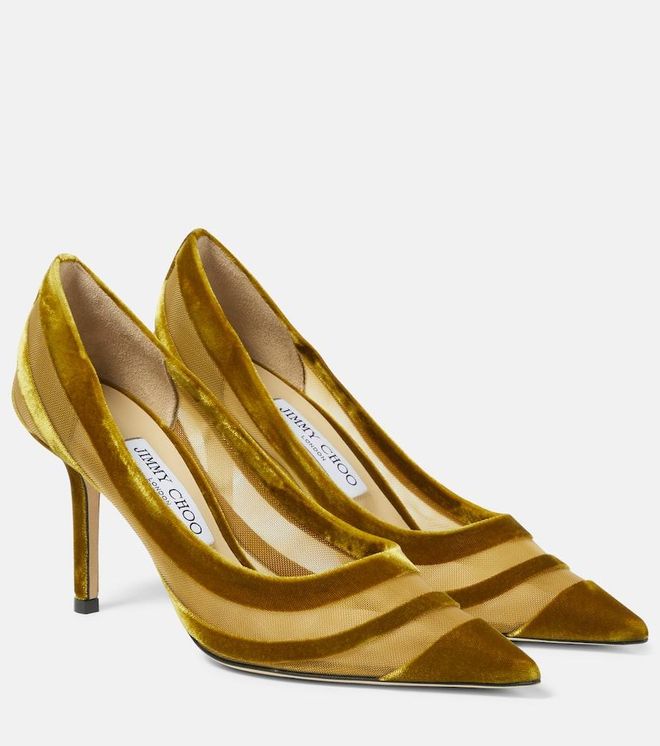 Love 85 velvet-trimmed pumps