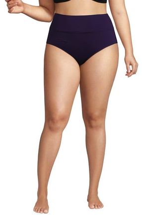Lands End Chlorine Resistant Pinchless High Waisted Bikini Bottoms in Blackberry at Nordstrom, Size 26W