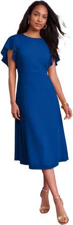 Jessica London Georgette Fit And Flare Caplet Dress in Dark Sapphire at Nordstrom, Size 22
