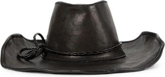 Ann Demeulemeester Grained-leather Braided-trim Hat