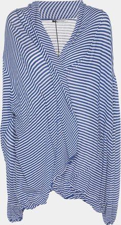 Marina Rinaldi Blue Stripe Stretch Knit Cardigan