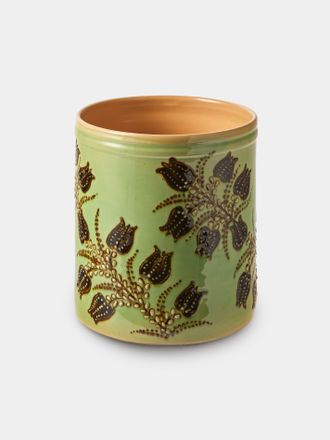 Poterie d'&Eacute;vires Flowers Hand-Painted Ceramic Utensil Pot