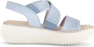 Gabor Plateau Sandaal - Dames - Sleehakken - Blauw - 35 1/2 EU - Leer - Schoenen