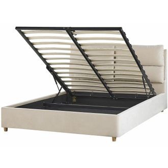 Beliani Beliani - Letto matrimoniale con contenitore velluto beige 140 x 200 cm Batilly