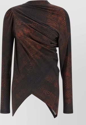 Kiko Kostadinov cotton printed asymmetric draped long-sleeve top