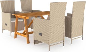vidaXL Juego De Comedor De Jard&iacute;n 5 Piezas Beige Vidaxl