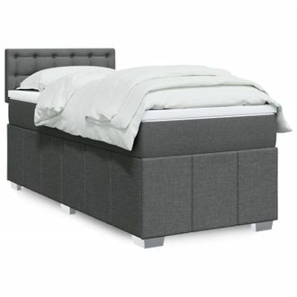 vidaXL Cama Box Spring Con Colch&oacute;n Tela Gris Oscuro 90x200 Cm Vidaxl