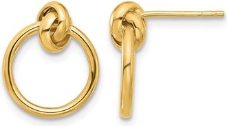 Diamond2Deal 14K Yellow Gold Polished Knot Circle Drop Dangle Earrings