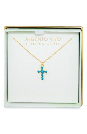 Argento Vivo Turquoise Cross Pendant Necklace in Gold at Nordstrom Rack